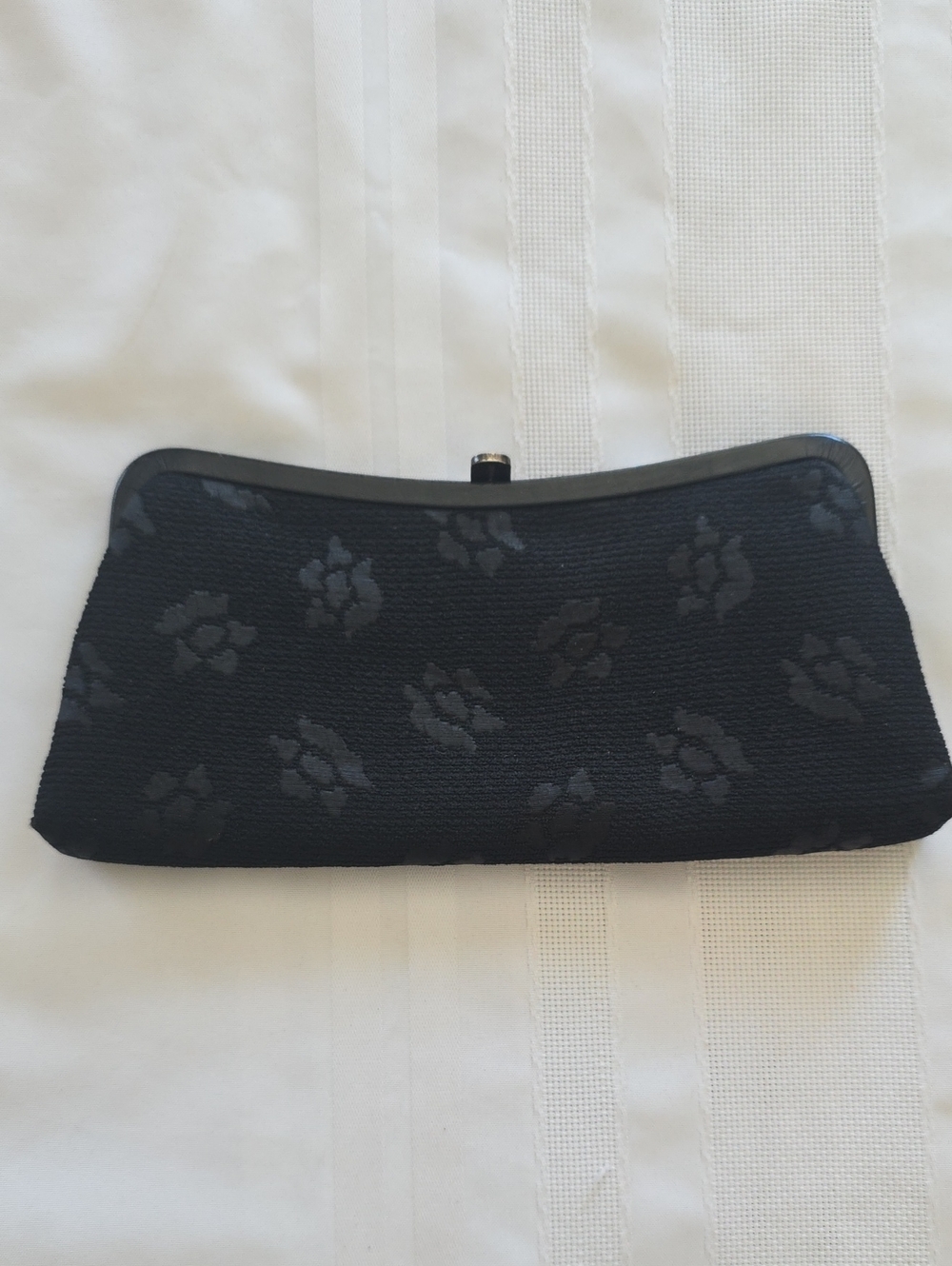 Ann Taylor Black Floral Jacquard Frame Clutch